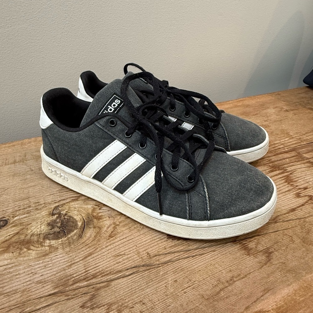 Adidas Men’s Grand Court Charcoal and White Casual Sneakers